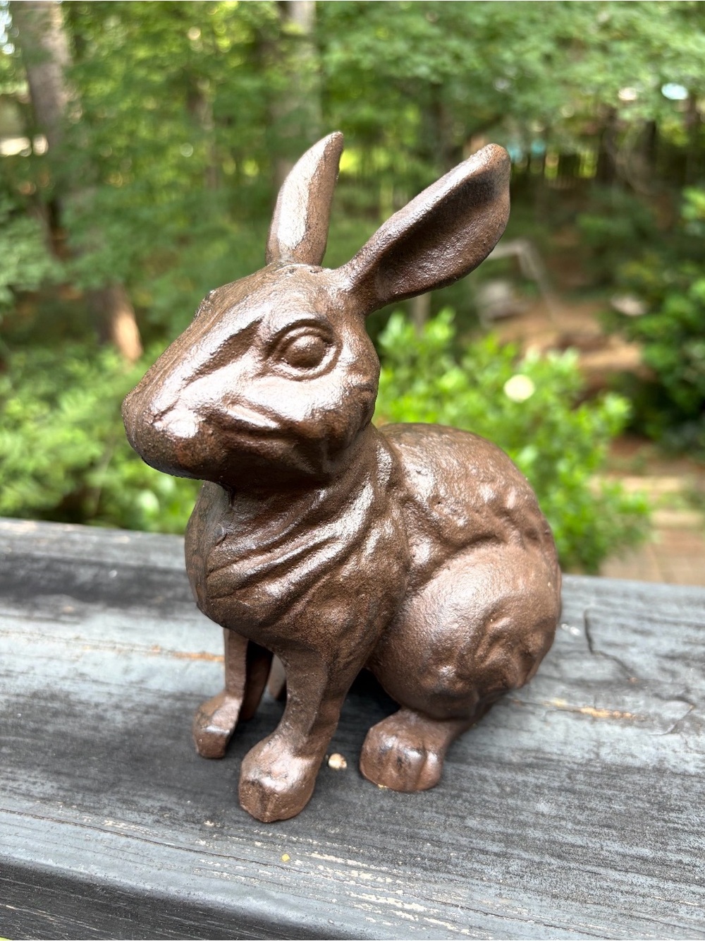 Decorative Cast Metal Rabbit Figurine in Bronze Brown Finish